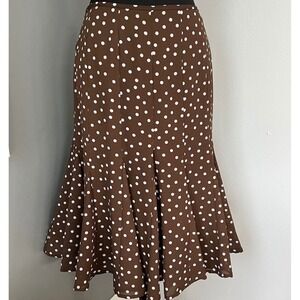 Kasper Brown Polka Dot Midi Skirt A-Line Flowy Work Office Classic Petite 12
